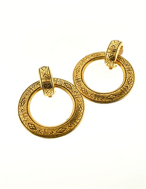 chanel hoop earrings price|vintage chanel gold hoop earrings.